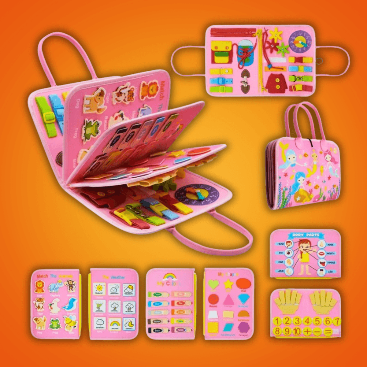 Clik™ Książeczka Montessori – Mały Odkrywca🌈 Interaktywna książeczka z elementami do zapinania i liczenia - rozwija koncentrację i zręczność małych rączek. Dla dzieci: 1,5–4 lata.
🚫 Bez ekranów - tylko mądra zabawa i odkrywanie świata przez dotyk.