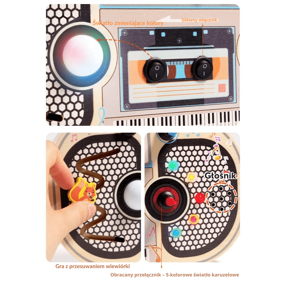 Clik™ Tablica Muzyczna LED – BOOMBOX to zabawka, która łączy naukę, dźwięk i zabawę w wyjątkowy sposób.